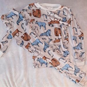 Carter's Blue and Brown Animal Print Kids Pajama Set